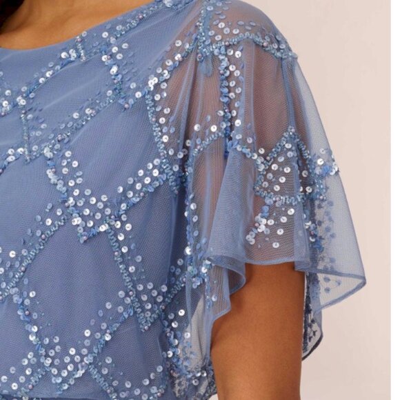 Adrianna Papell French Blue Beaded Blouson Gown Women's Size 4 New with Tags NWT - Picture 8 of 13
